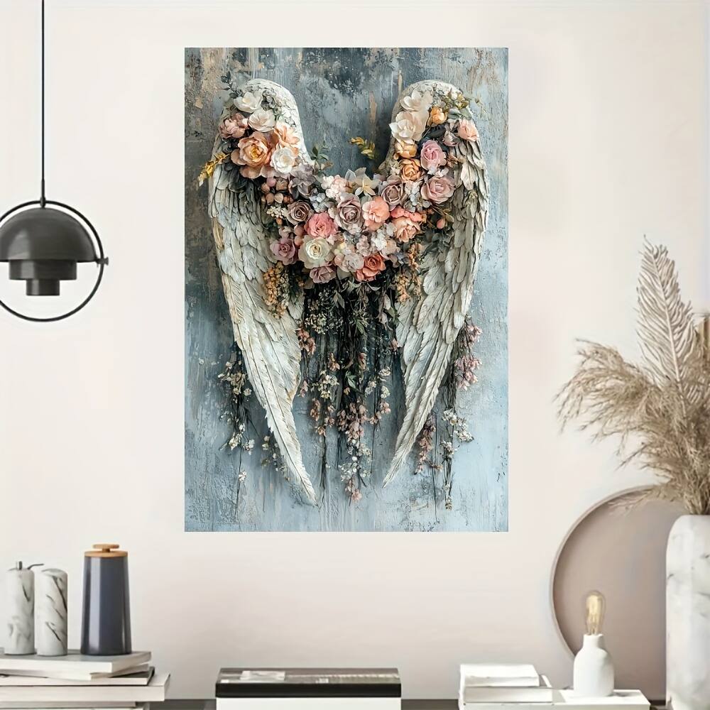 Alt View 4. blue - Angel Wings Ready-to-Hang Wooden Framed Canvas Art - Perfect for Living Room, Bedroom & Party Decor | Unique Gift Idea, - Color:36*24in.