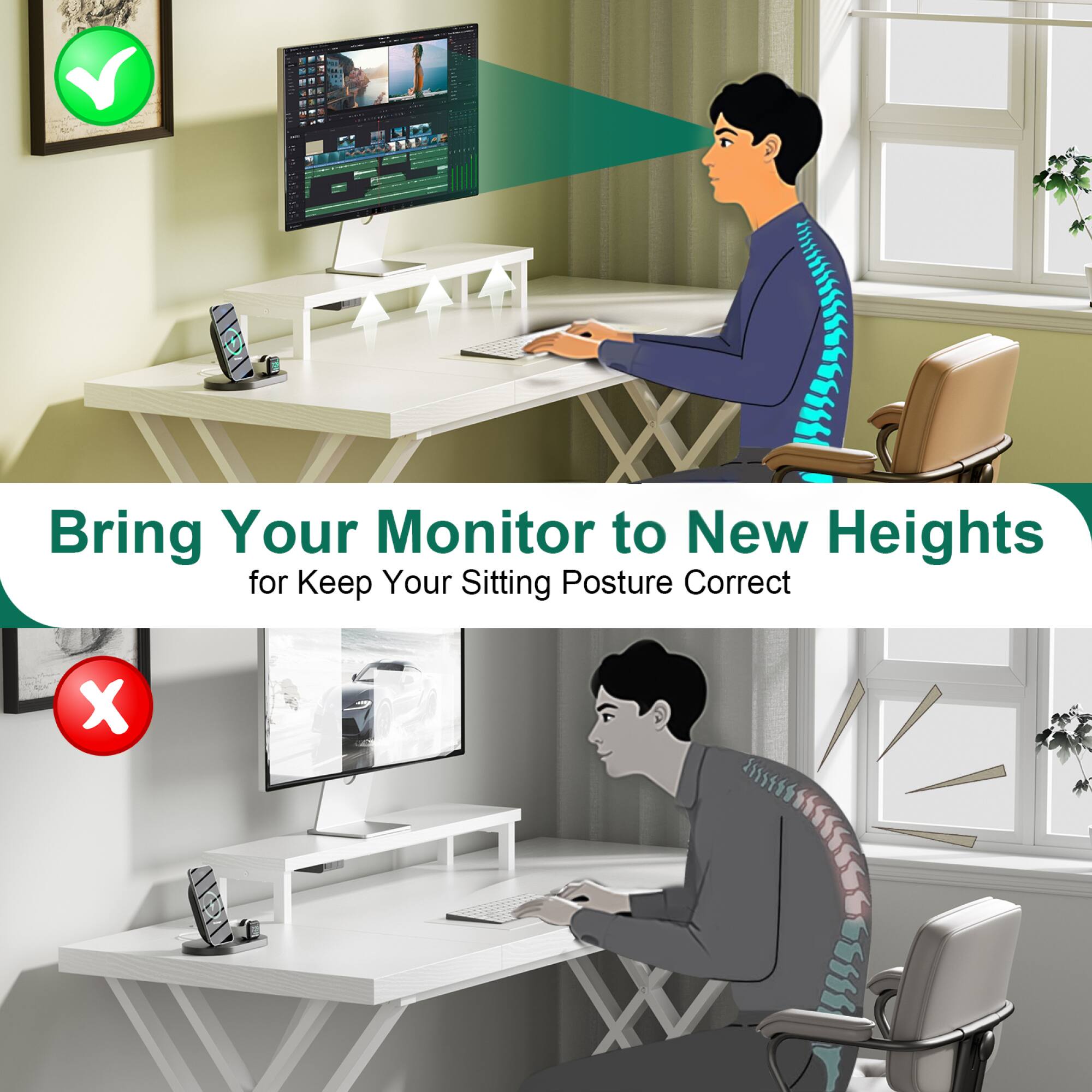 Bring Your Monitor to New Heights for Keep Your Sitting Posture Correct