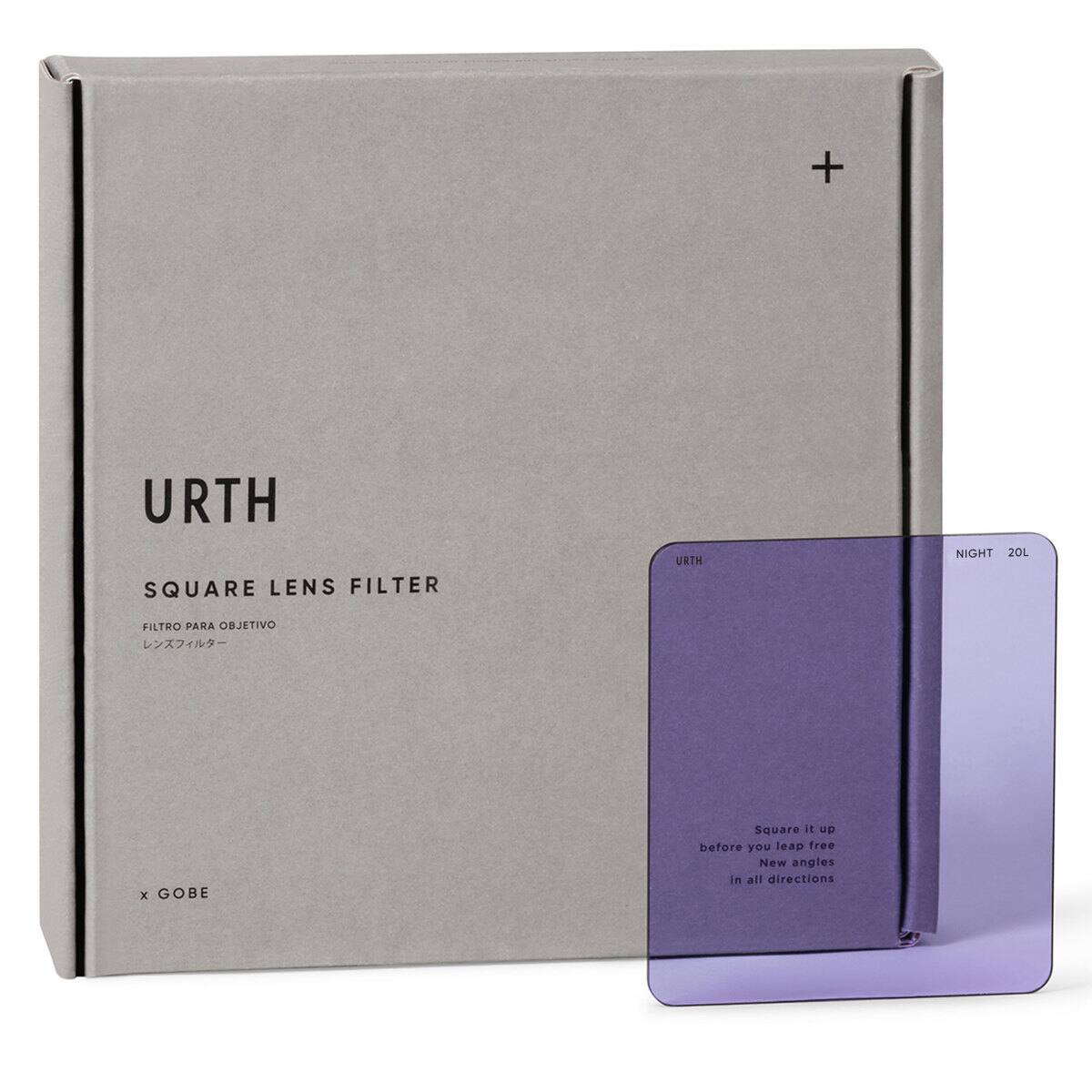 URTH SQUARE LENS FILTER  
URTH NIGHT 20L  
FILTRO PARA OBJETIVO  

x GOBE  

Square it up  
before you leap free  
New angles in all directions