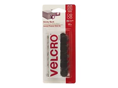 Velcro - 0.63"Dia. Sticky Back Hook & Loop Fasteners, 15/Pack - Black