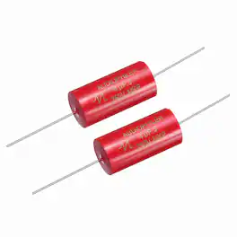 Unique Bargains - 2pcs 4uF 250V Axial MKP Film Capacitor for Audio Speaker Crossover Frequency Divider - Red