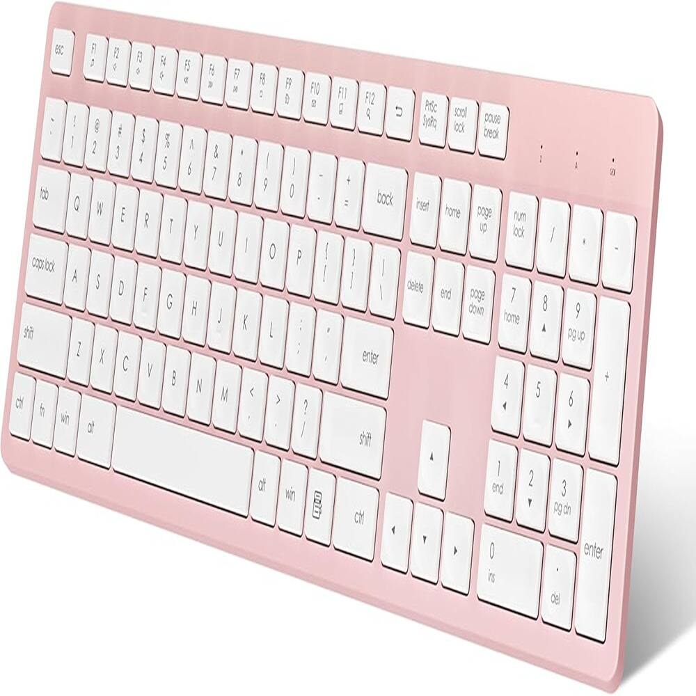 MOSZAR LLC - Wireless Keyboard, 2.4GHz Full-Sized Ergonomic Computer - Pink