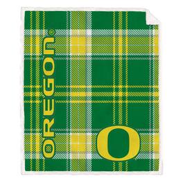 Pegasus - Oregon Ducks 50" x 60" Playmaker Plaid Ultra Cozy Sherpa Throw - Multicolor