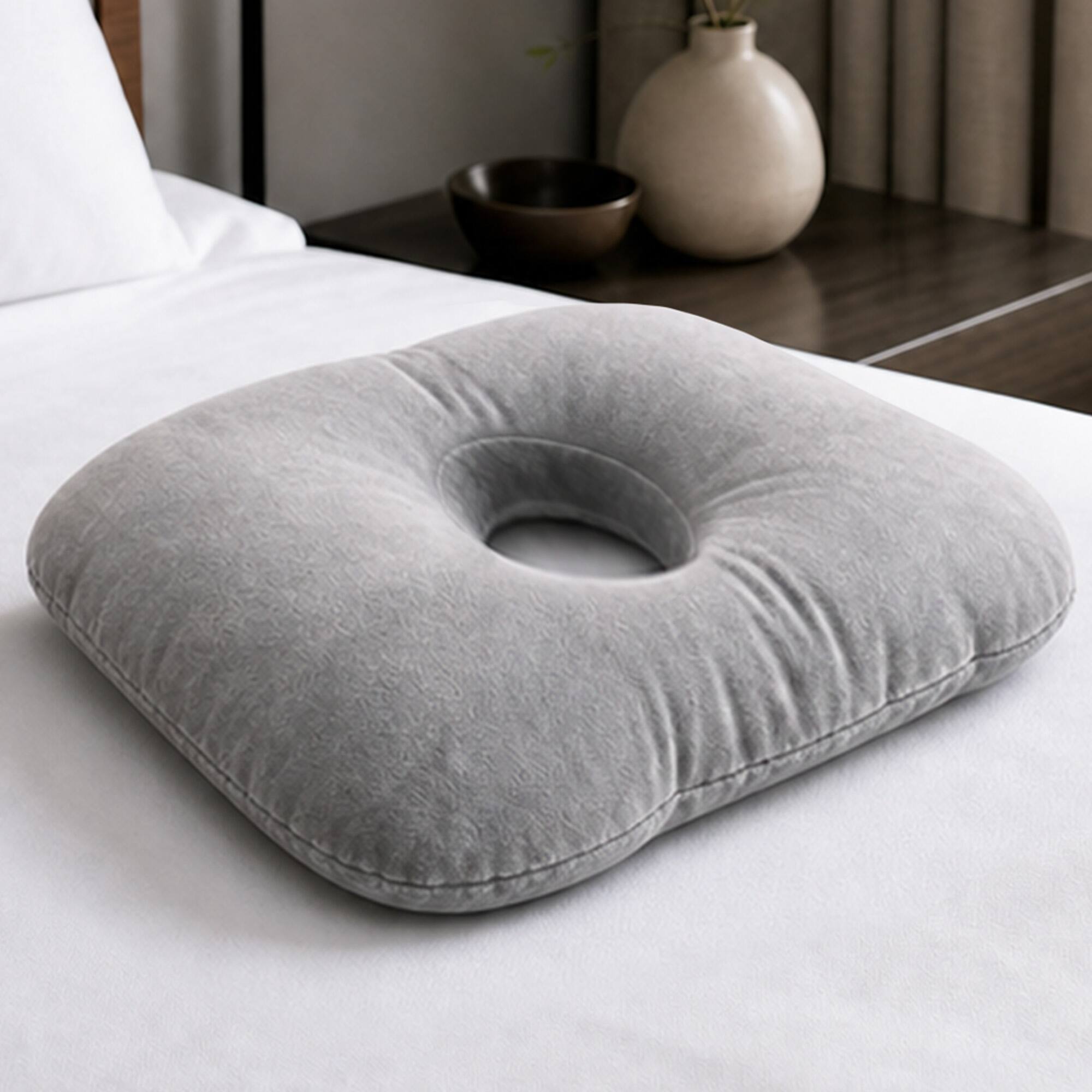 Alt View 3. Cheer Collection - Ear Pillow for Side Sleepers with 3.5-Inch Center Opening, Adjustable Fill, 17.3 x 12.6 in - Gray - Gray.