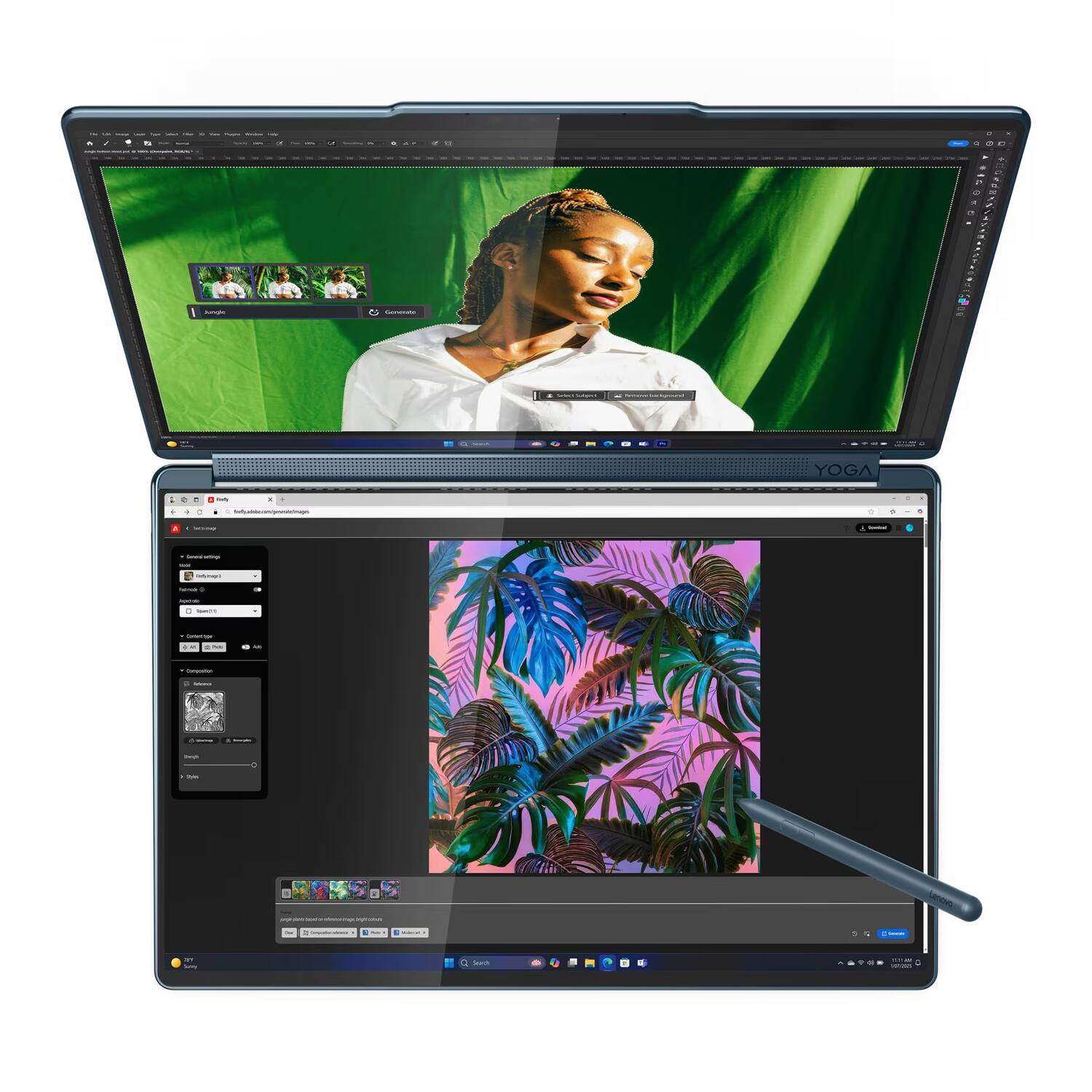 Alt View 5. Lenovo - Lenovo Yoga Book 9i 2-in-1 Laptop 14.0 2.8K (Intel Ultra 7-255H, 16GB LPDDR5X, 1TB PCIe SSD, Win 11 Pro) w/USB Hub - Tidal Teal.
