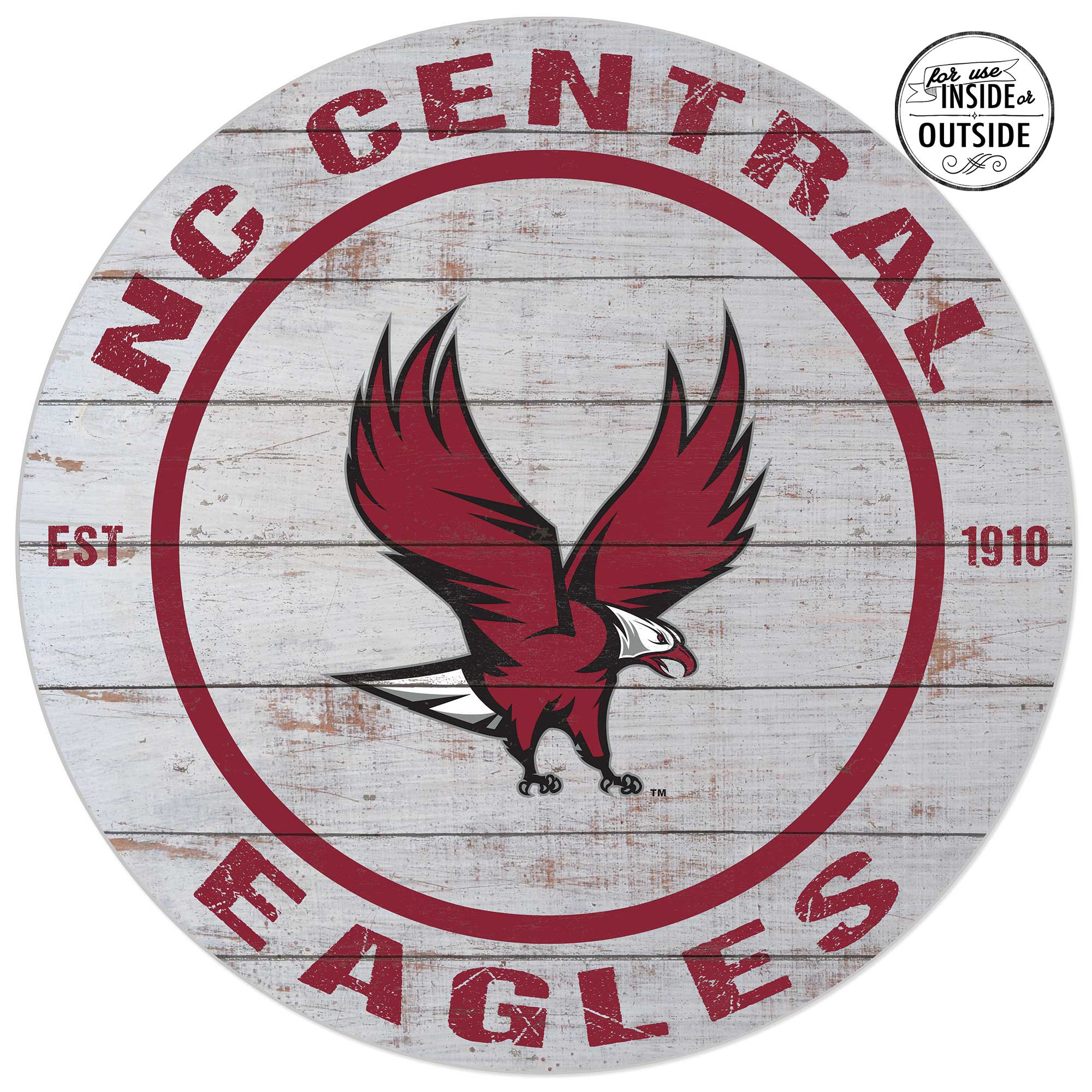 North Carolina Central Eagles 20'' x 20'' Indoor/Outdoor Weathered Circle Sign