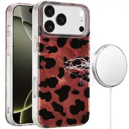 Kitcheniva - IMD Dual Layer Magnetic Circle Cover Phone Case With Tempered Glass For iPhone 17 Pro Max - Beauty Leopard