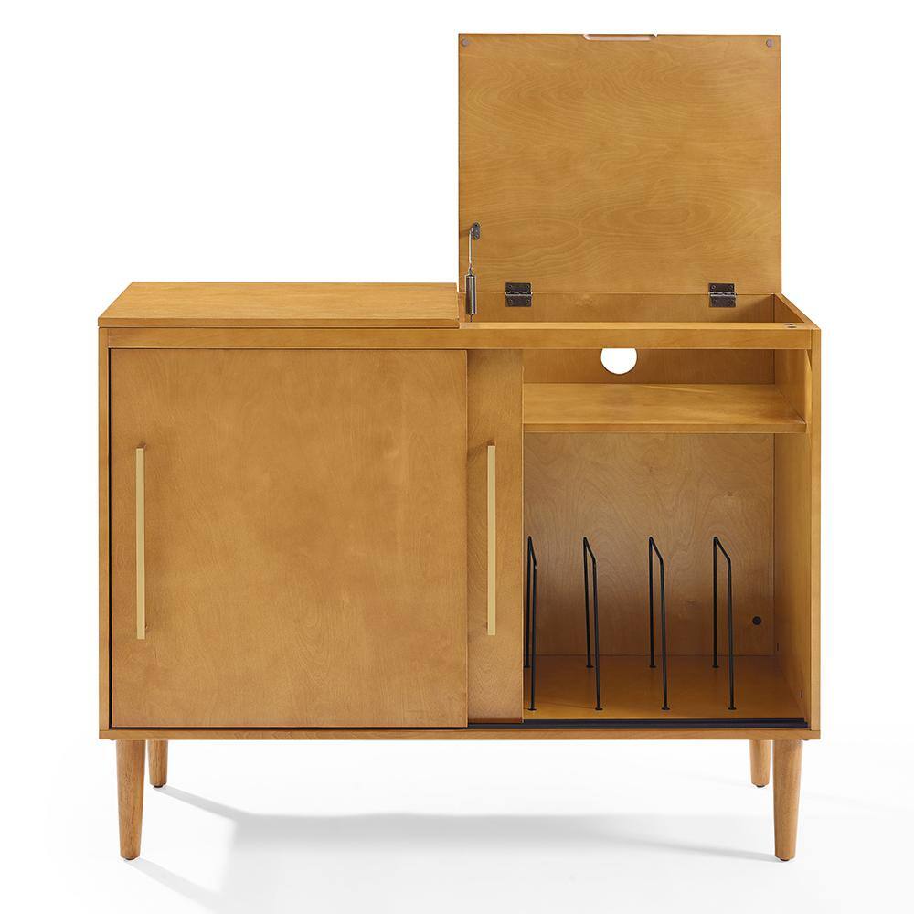 Alt View 6. Crosley Furniture - Everett Large Record Player Cabinet With Vinyl Storage - Acorn.