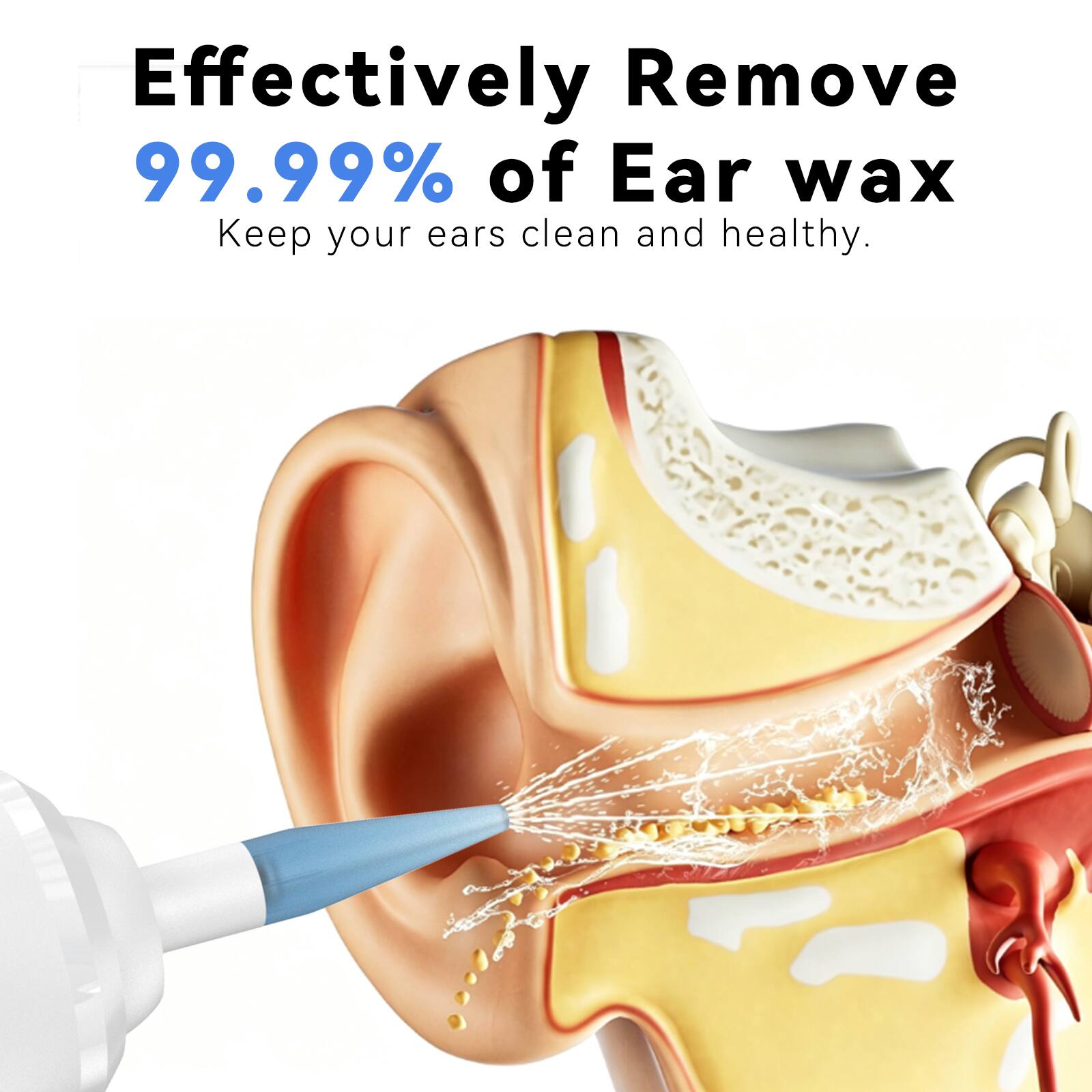 Effectively Remove 99.99% of Ear wax  
Keep your ears clean and healthy.