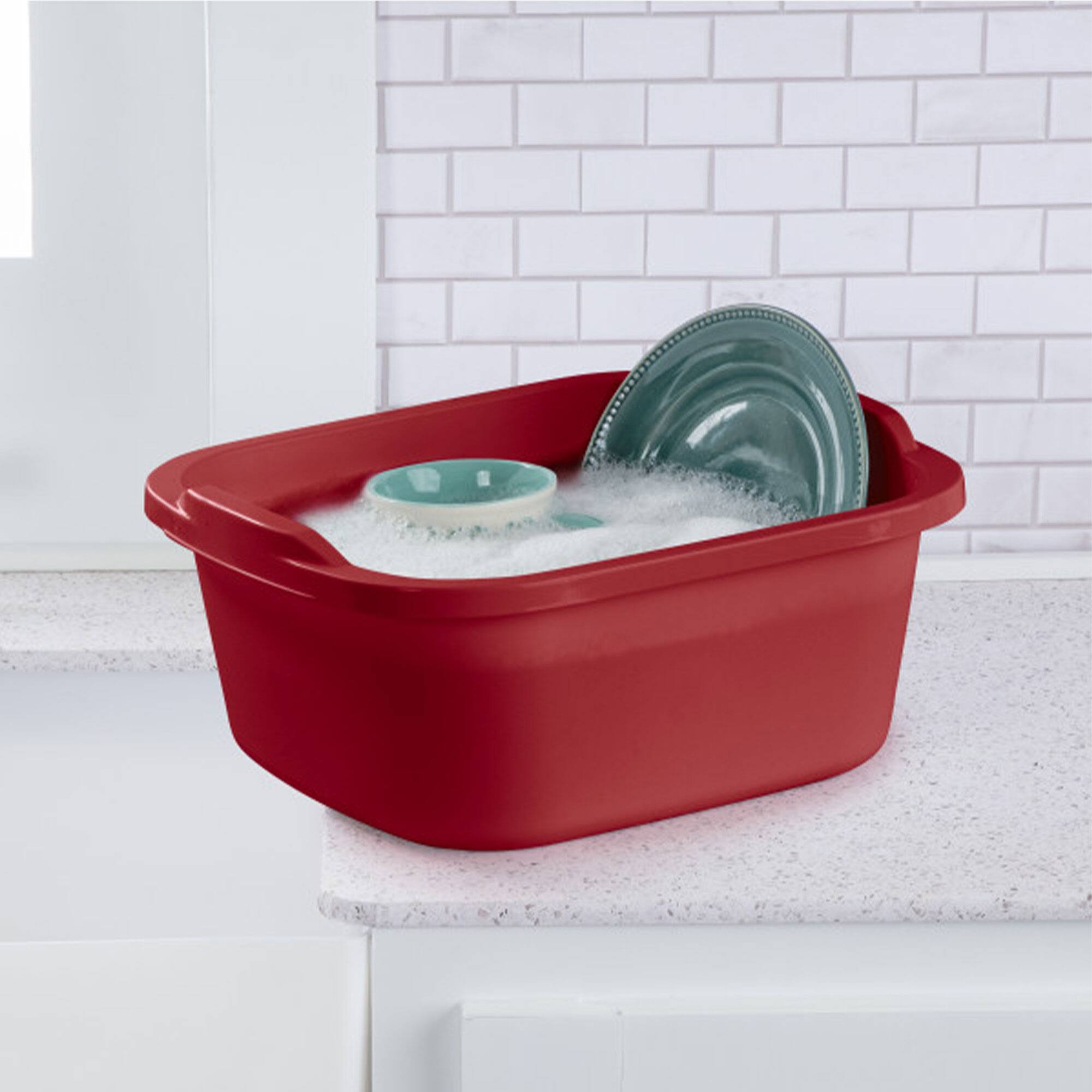 Alt View 3. Sterilite - Sterilite Large Multi-Function Home 12-Qt Sink Dish Washing Pan, Red (8 Pack) - Red.