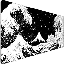 Earthley Blooms - Large Gaming Mouse Pad Waterproof Extra Big with Stitched Edge XXL Non-Slip Black Computer Long Mousepad Desk - Dragon-31.5L x 15.7W inches