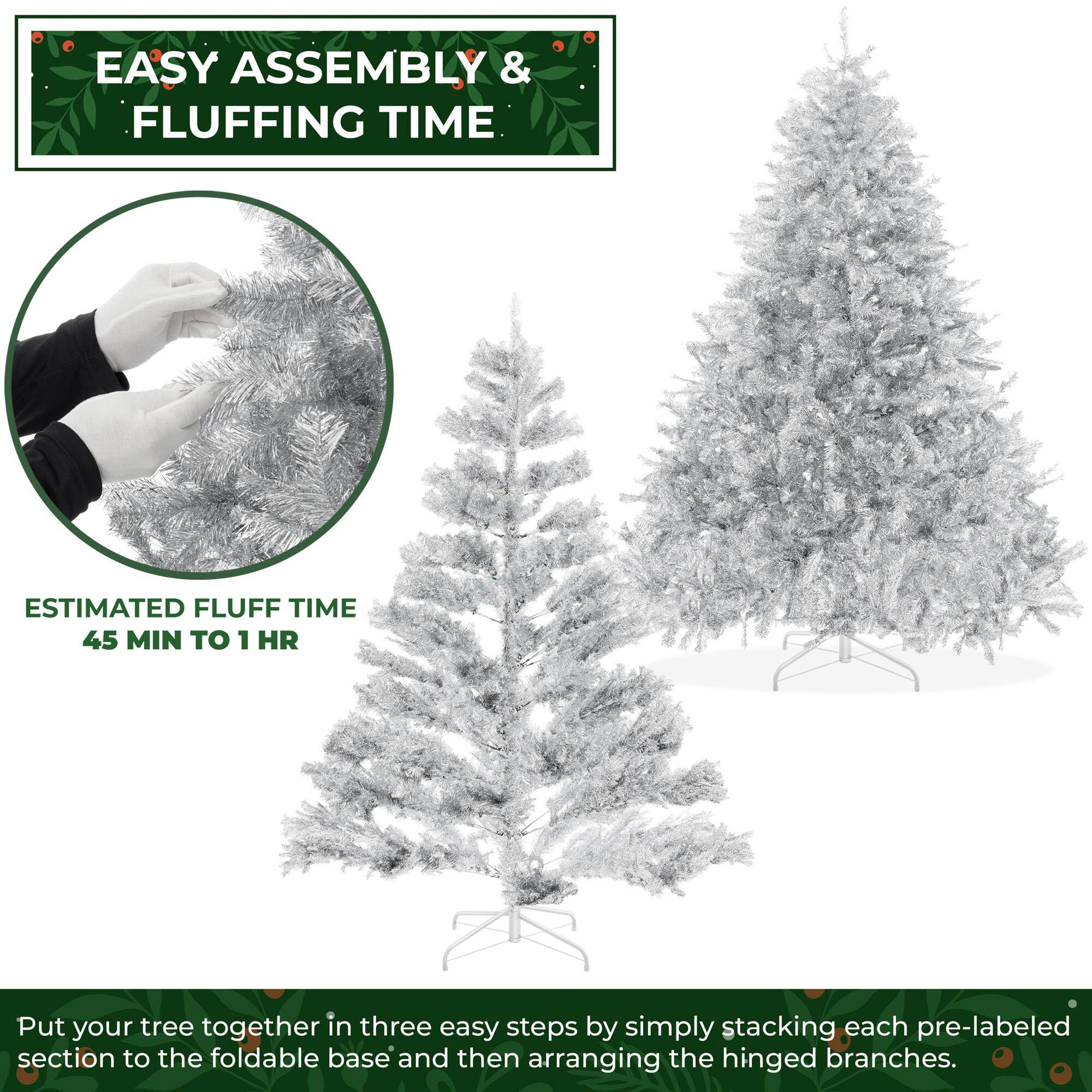 EASY ASSEMBLY & FLUFFING TIME

ESTIMATED FLUFF TIME 45 MIN TO 1 HR

Put your tree together in three easy steps by simply stacking each pre-labeled section to the foldable base and then arranging the hinged branches.
