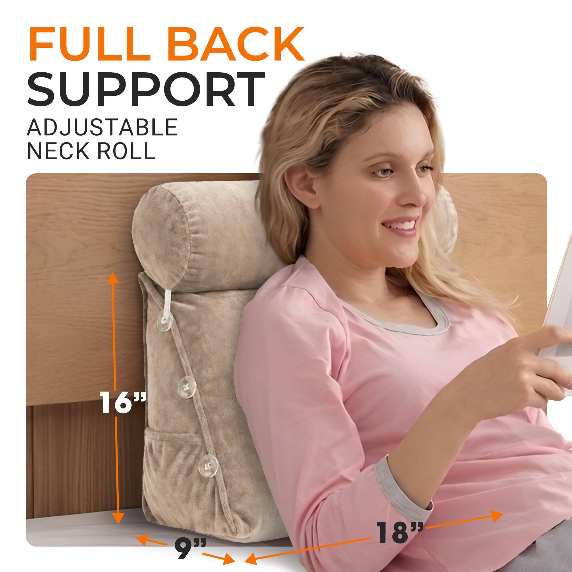 FULL BACK SUPPORT  
ADJUSTABLE NECK ROLL  
16"  
9"  
18"