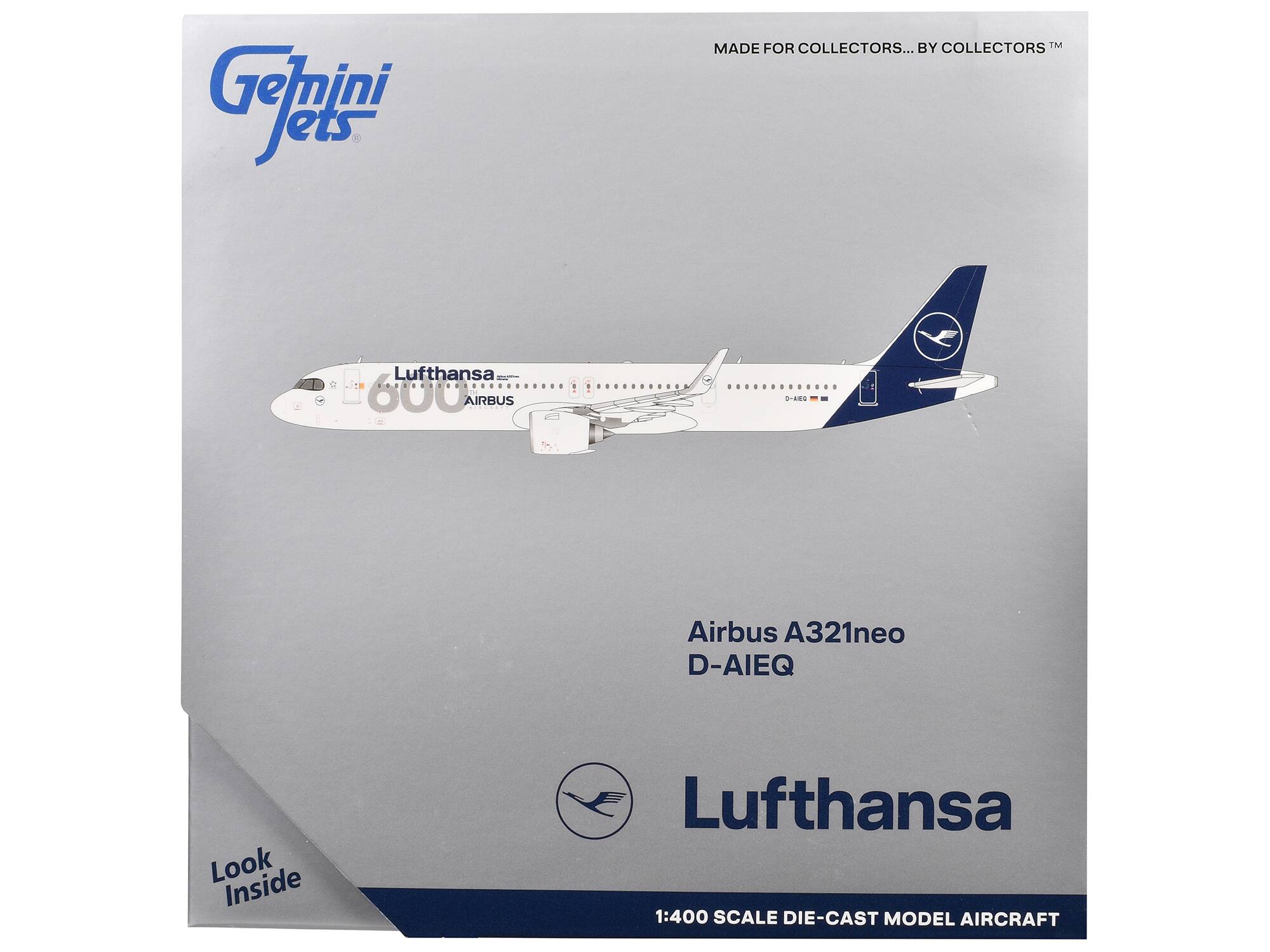 Gemini Jets  
MADE FOR COLLECTORS... BY COLLECTORS™  
Lufthansa  
Airbus A321neo  
D-AIEQ  
1:400 SCALE DIE-CAST MODEL AIRCRAFT  
Look Inside