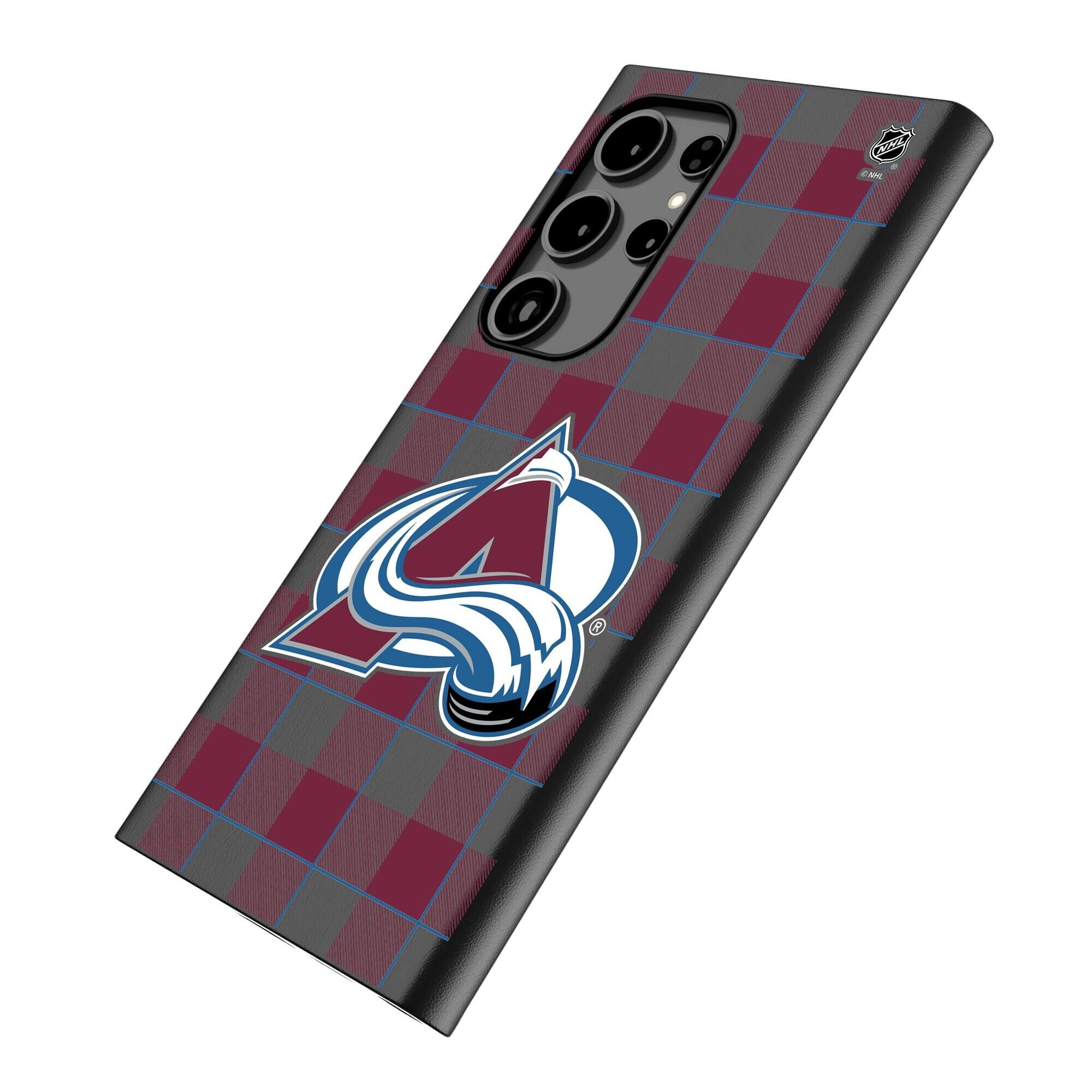Alt View 1. Keyscaper - Colorado Avalanche Plaid Galaxy Magnetic Bump Case - S24 - Black.
