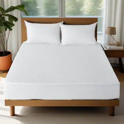 Front. Peace Nest - Peace Nest Ice Silk Cooling Waterproof Mattress Protector - White.