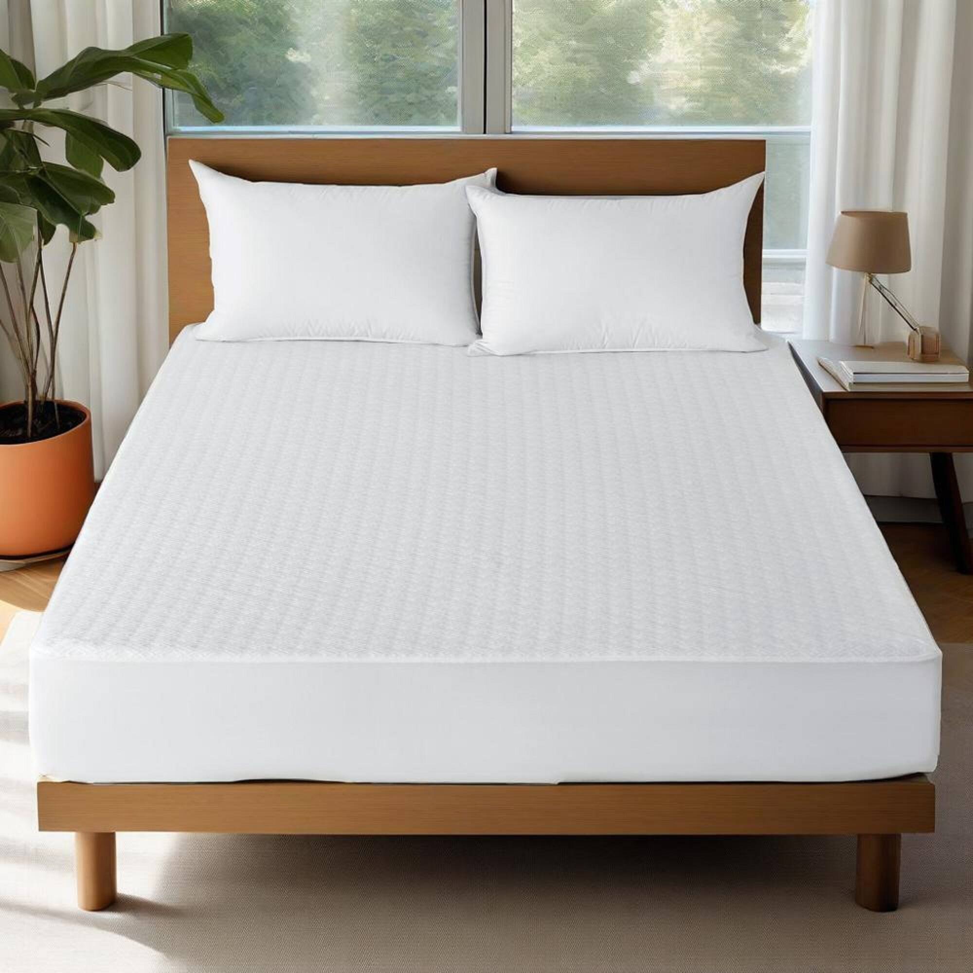 Front. Peace Nest - Peace Nest Ice Silk Cooling Waterproof Mattress Protector - White.