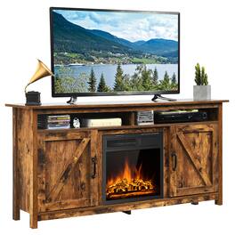 Costway - 60" Industrial Fireplace TV Stand W/18" 750W/1500W Electric Fireplace - Brown