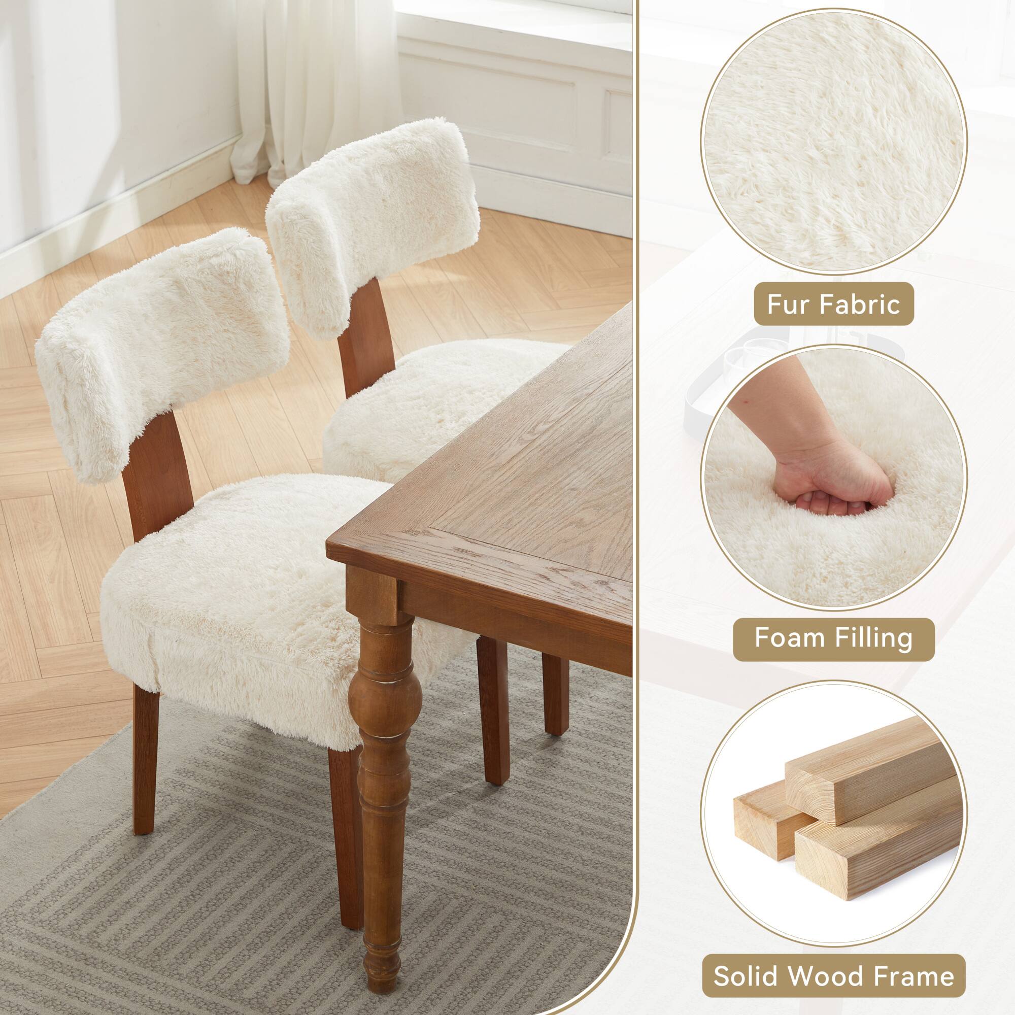 Fur Fabric Foam Filling Solid Wood Frame