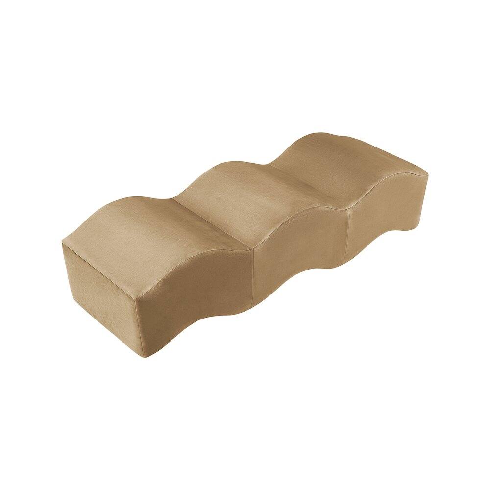 Alt View 2. Meridian Furniture - Wave Beige Velvet Bench - Beige.