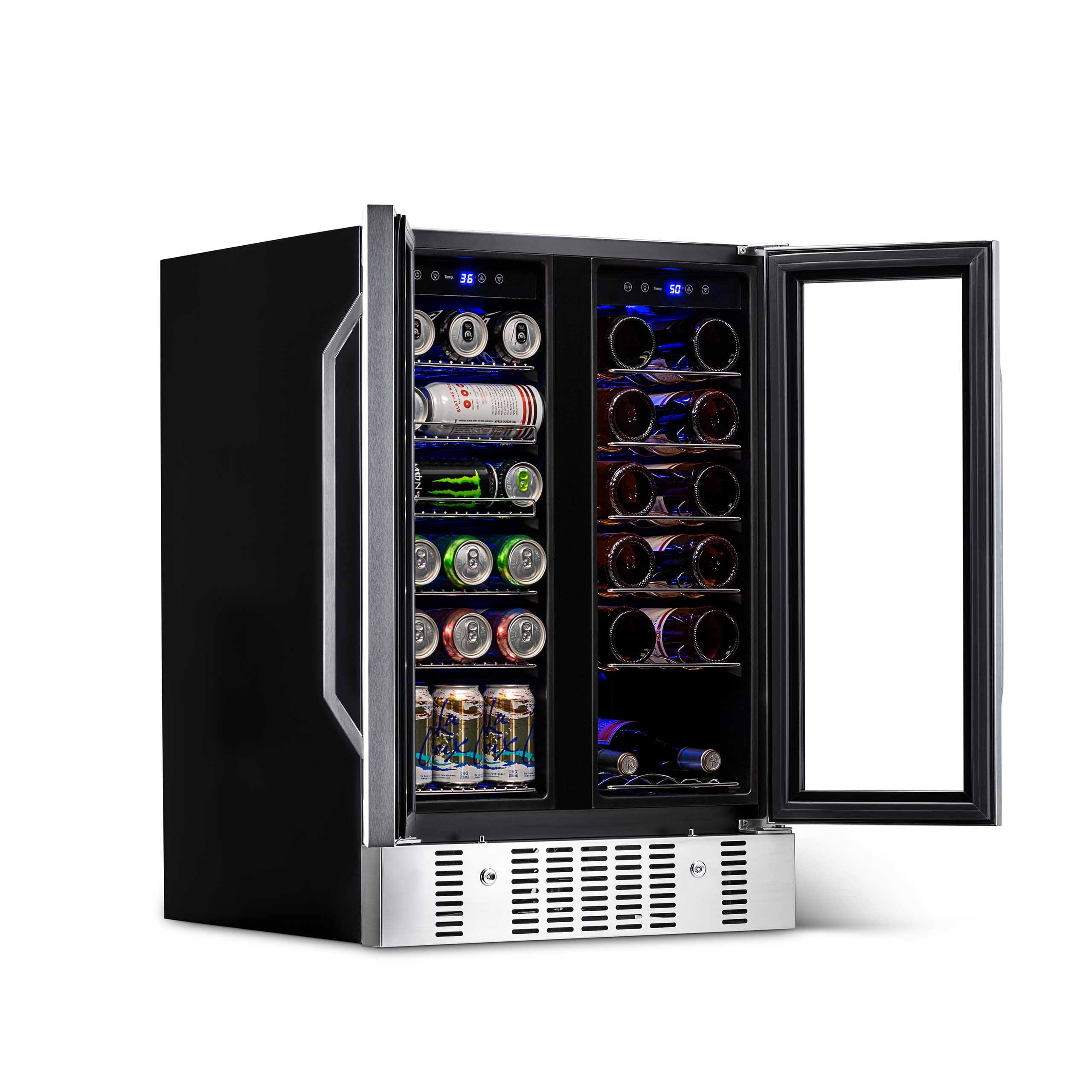 Alt View 11. NewAir - 24" Built-in Dual Zone 18 Bottle and 58 Can Wine and Beverage Fridge with French Doors & Chrome Shelves - Stainless steel.