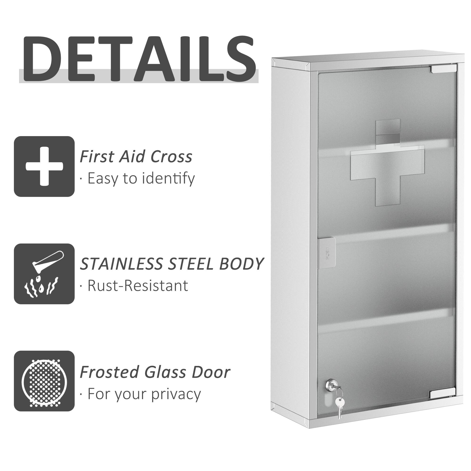 DETAILS

First Aid Cross
+ Easy to identify

STAINLESS STEEL BODY
Rust-Resistant

Frosted Glass Door
For your privacy