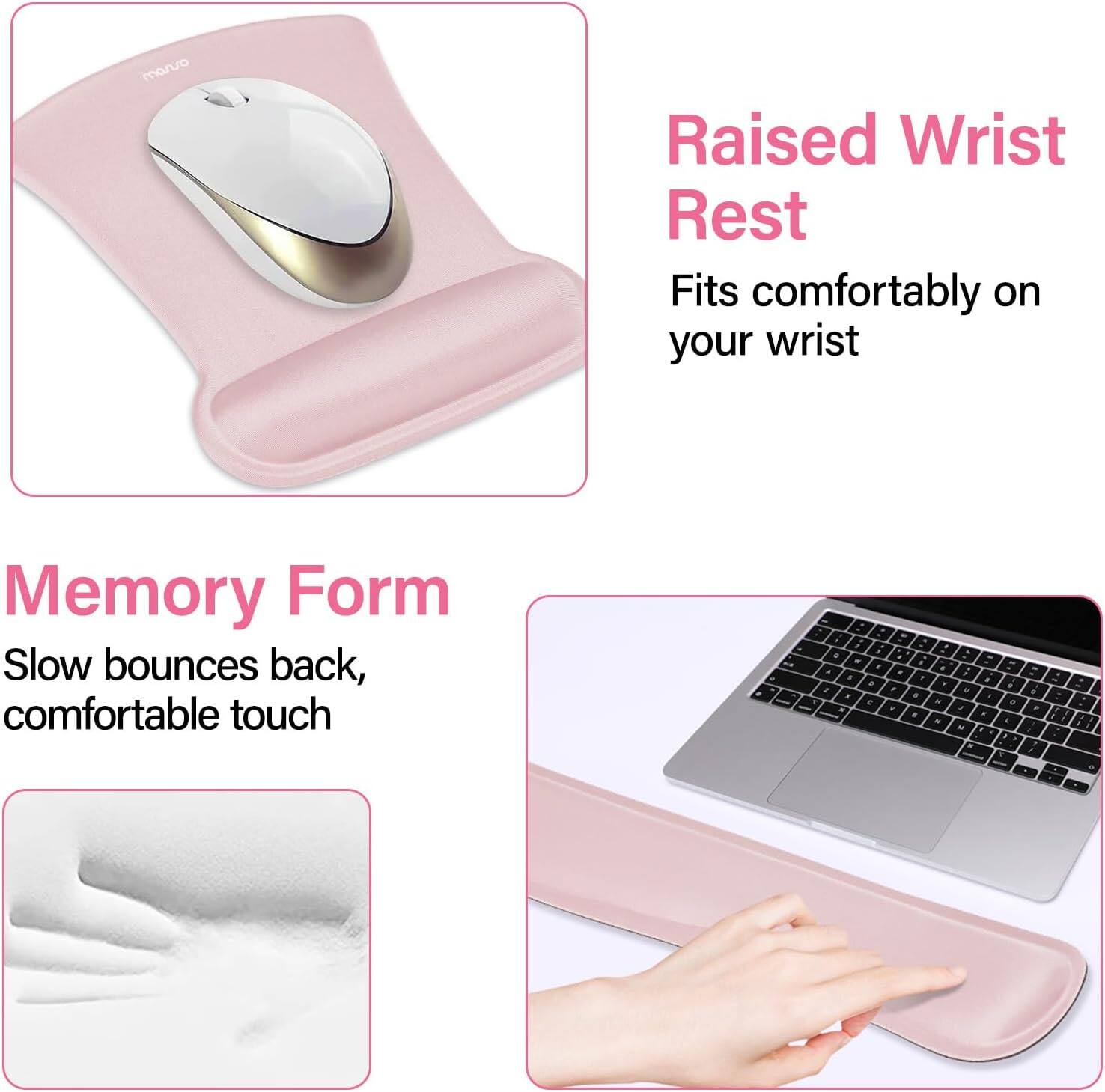 Raised Wrist Rest  
Fits comfortably on your wrist  

Memory Form  
Slow bounces back, comfortable touch