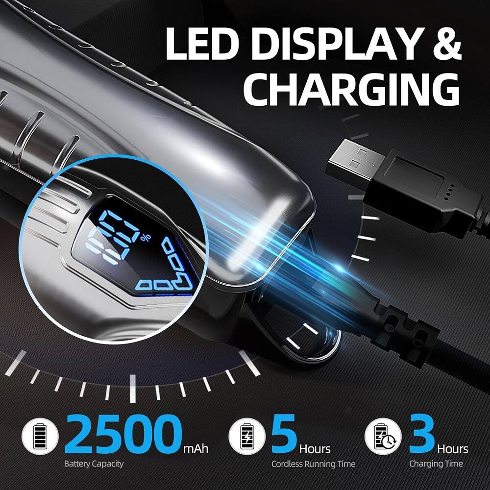 LED DISPLAY & CHARGING

2500 mAh Battery Capacity

5 Hours Cordless Running Time

3 Hours Charging Time