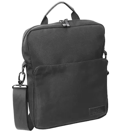 Front. Jack Abrahams - Jack Abrahams 12-Inch Twill Messenger Bag with Tablet Sleeve - Stylish and Functional - black.