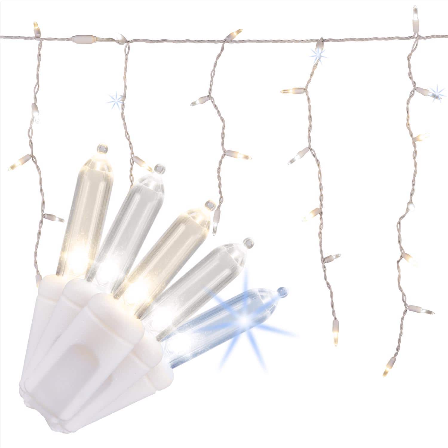 Celebrations - Platinum LED T5 Pure White/Warm White 100 ct Icicle Christmas Lights 9.5 ft.