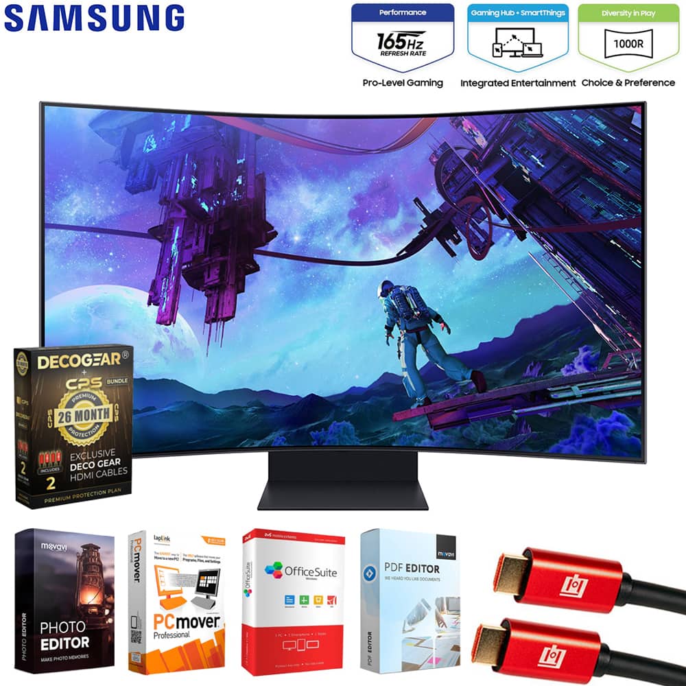Samsung - Odyssey Ark 2 55 Curved Gaming Screen with 26 Months Protection Bundle