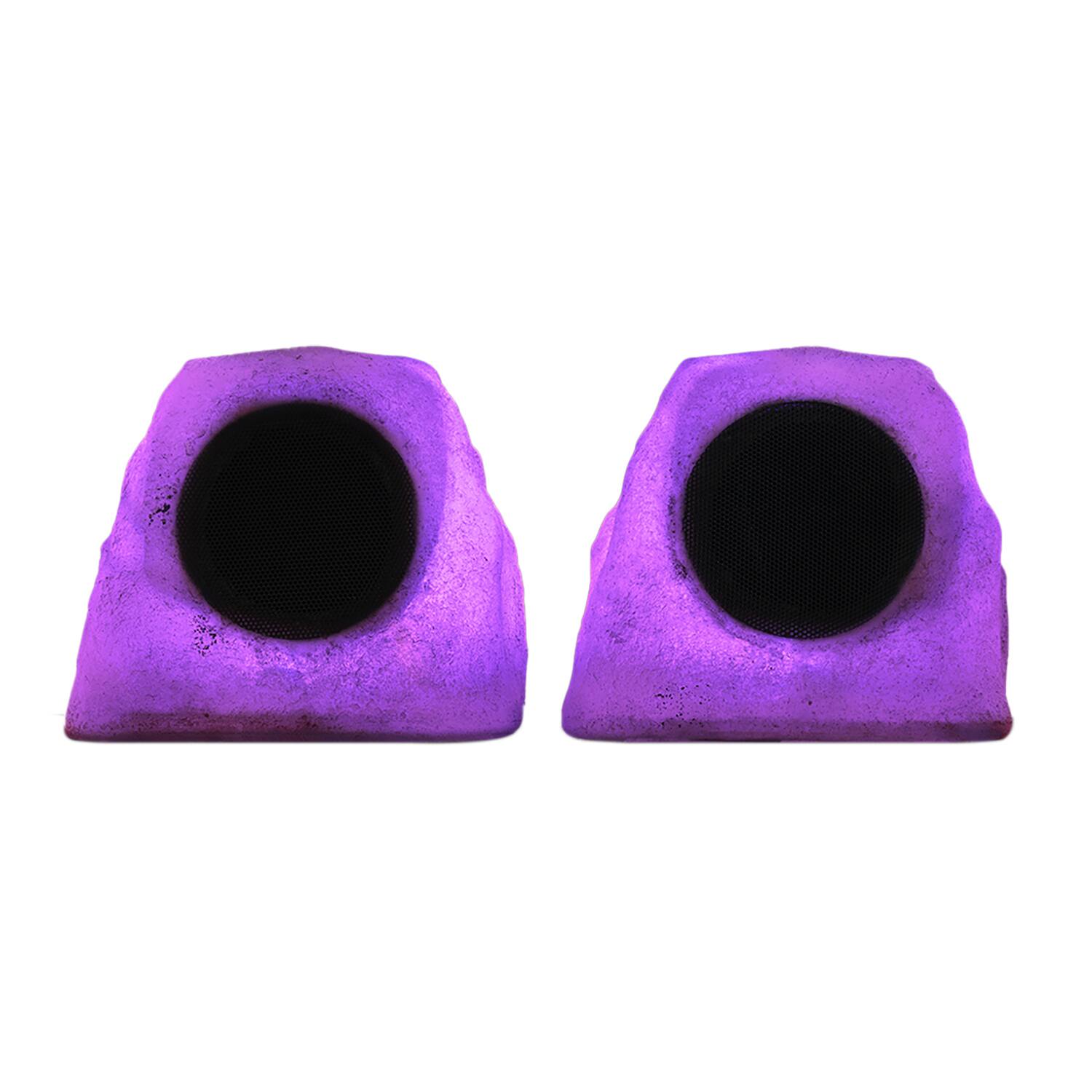 Alt View 7. Gemini - Gemini Ghrk-500ltms-pr Ghrk-500ltms Solar Bluetooth Tws 30-watt-peak Outdoor Rock Speaker With Led Lighting (2 Pack) - Gray.