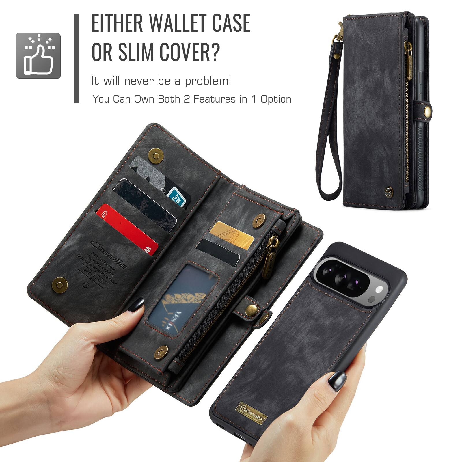 EITHER WALLET CASE OR SLIM COVER?  
It will never be a problem!  
You Can Own Both 2 Features in 1 Option