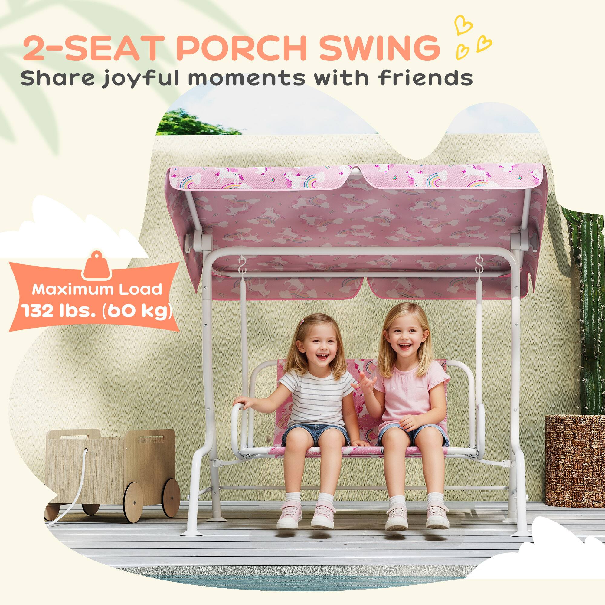 2-SEAT PORCH SWING  
Share joyful moments with friends  

Maximum Load 132 lbs. (60 kg)