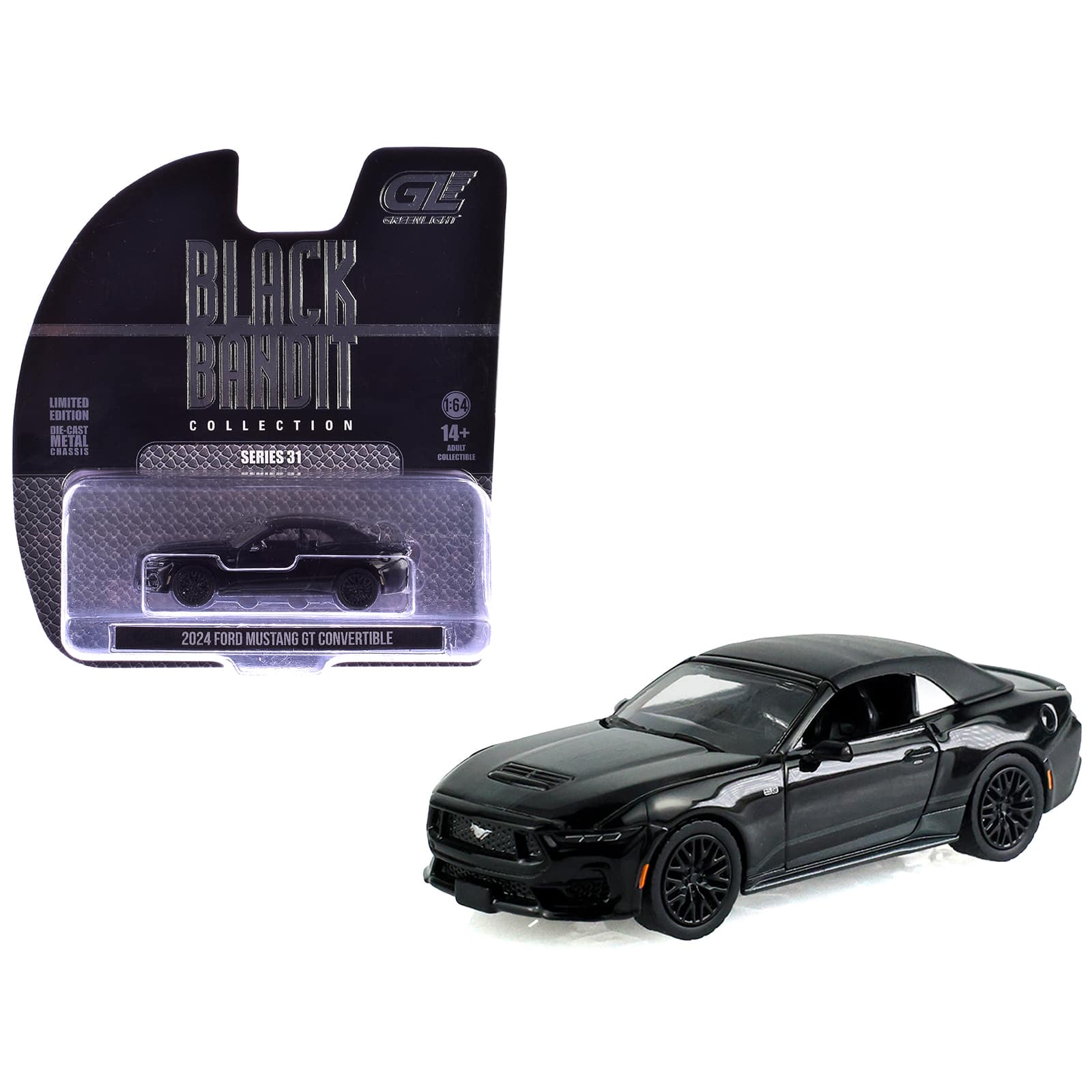 "2024 Ford Mustang GT Convertible Black ""Black Bandit"" Series 31 1/64 Diecast Model Car by Greenlight" price history on PriceWatchPro