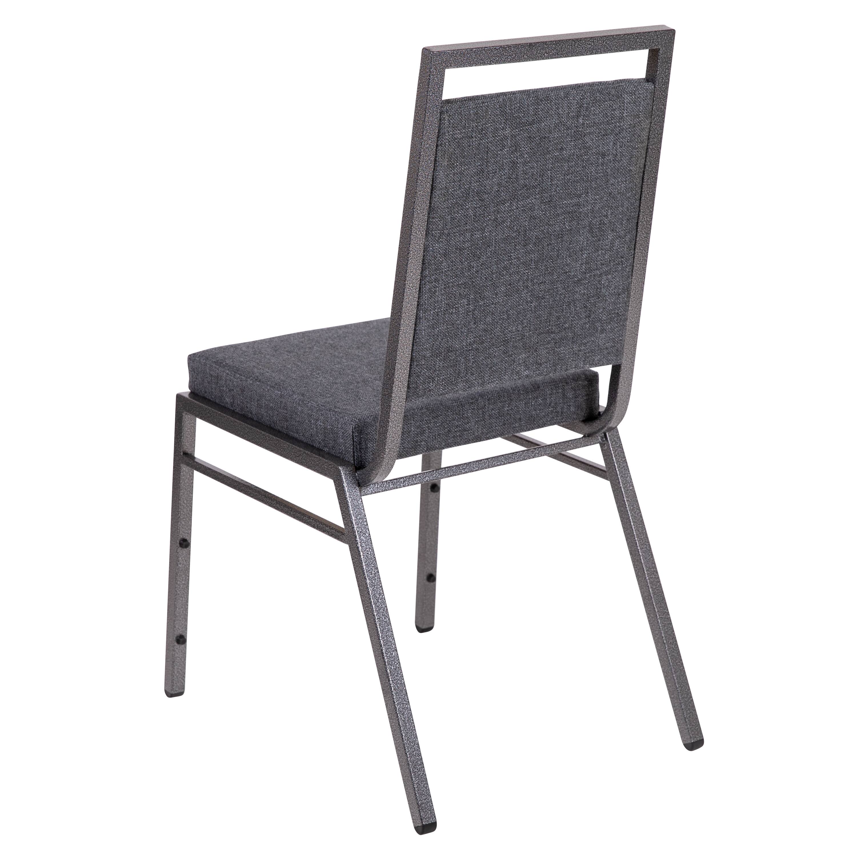 Alt View 5. Emma + Oliver - Square Back Banquet Stack Chair - Wedding Party Event Chair - Dark Gray Fabric/Silver Vein Frame.