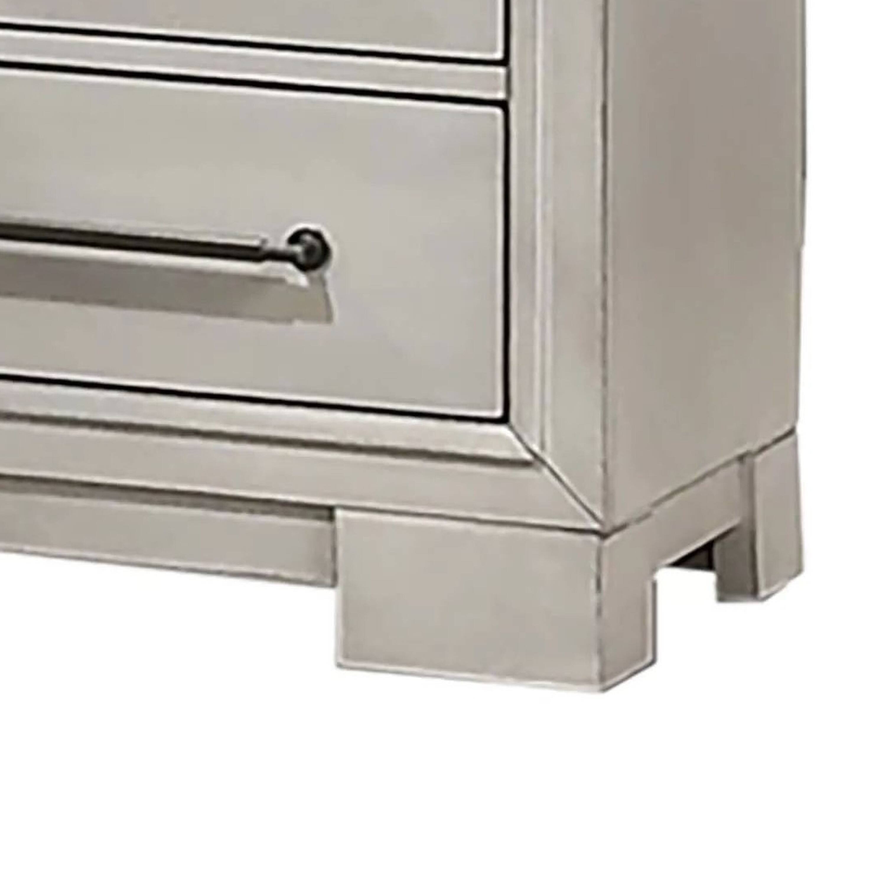 Alt View 3. Manhattan Lane - Jaxen Nightstand End Table, Rubberwood, 2 Drawers, 23 Inch - Antique White.