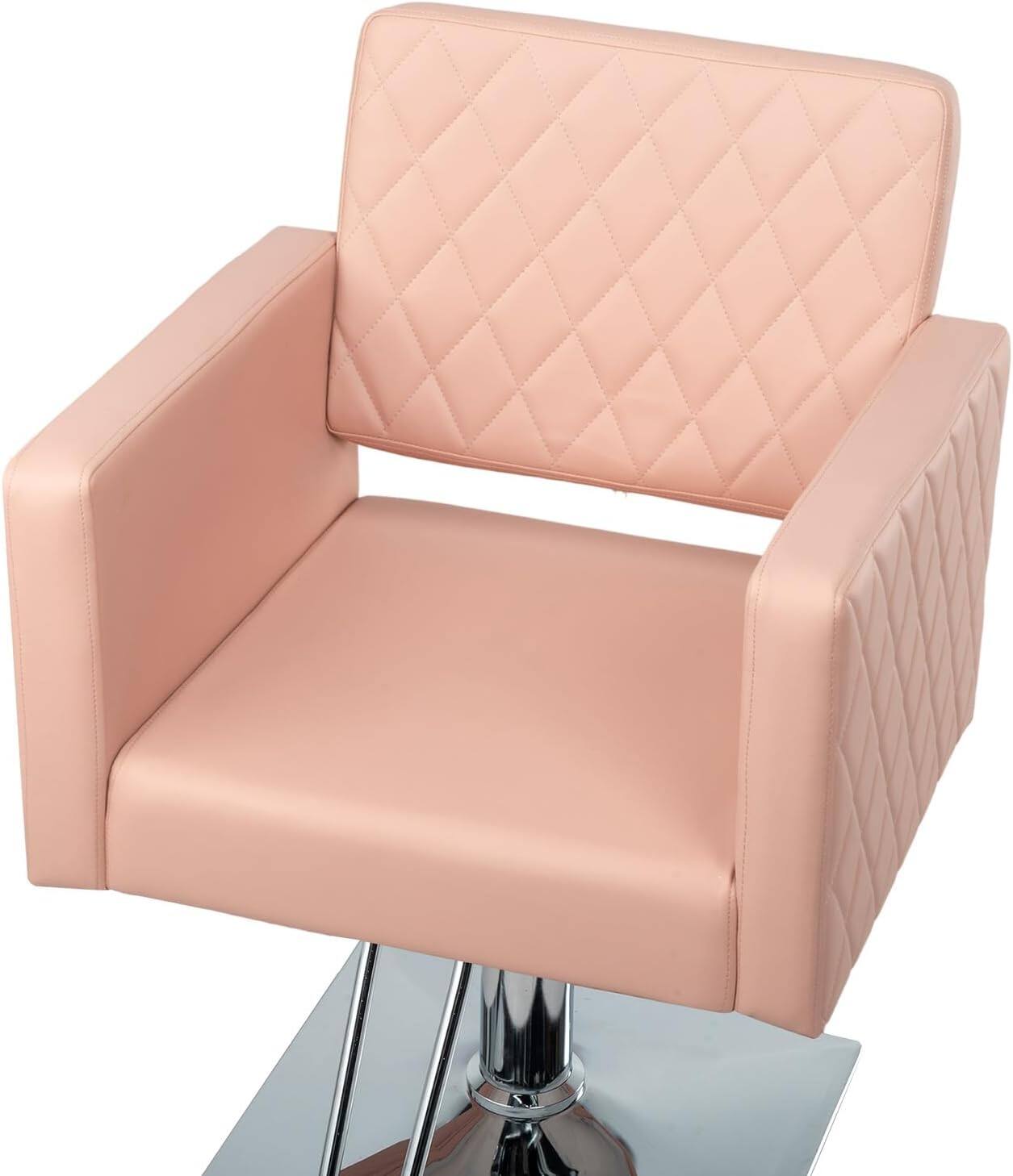 Angle. Winado - Heavy Duty Hydraulic Barber Chair Hair Salon 360° Swivel Chair with Stainless Steel Footrest for Beauty Spa Hair Styling - Pink.