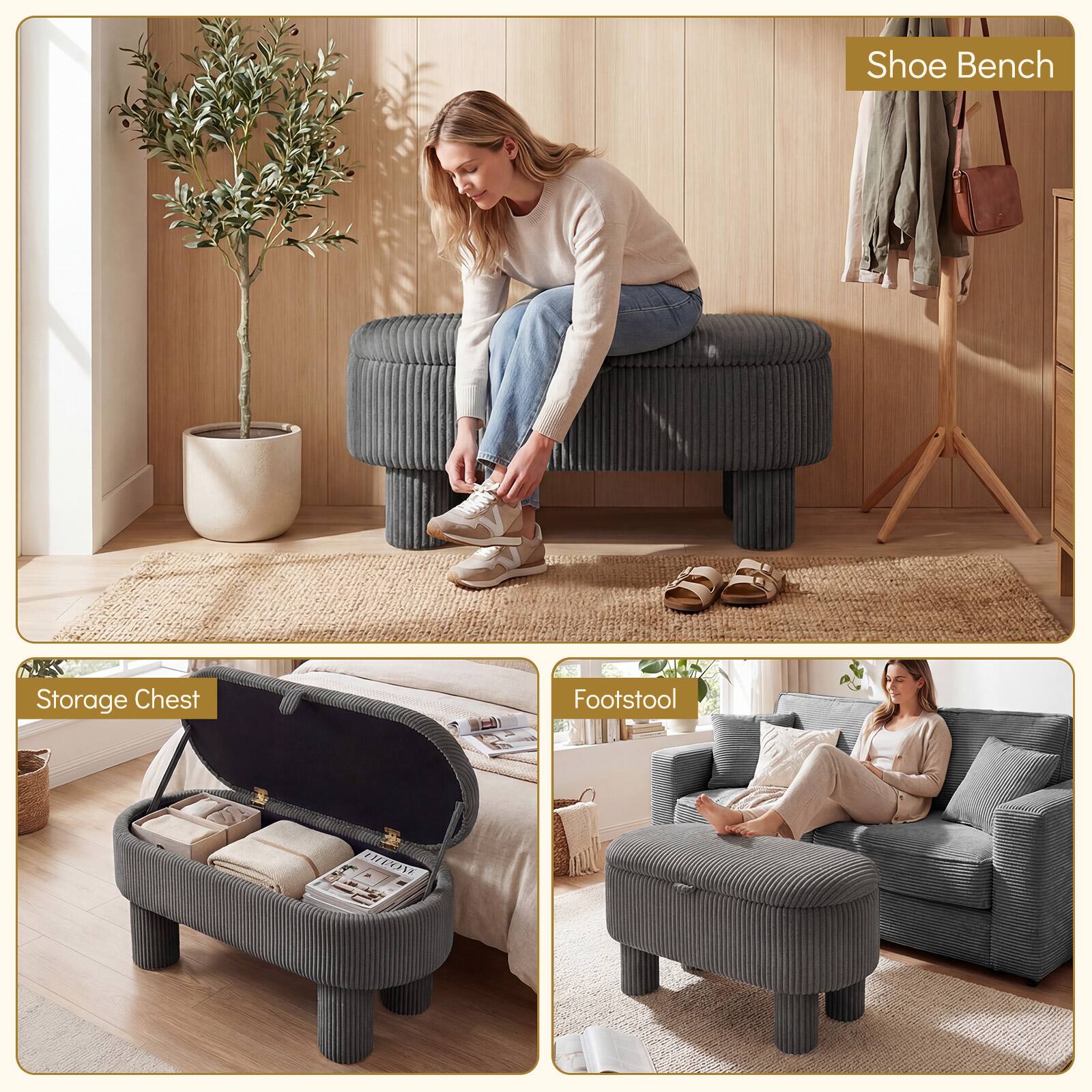 Shoe Bench Storage Chest Footstool