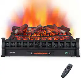 Costway - 30" Electric Fireplace Insert Lemonwood Set with Remote - Black Lemonwood