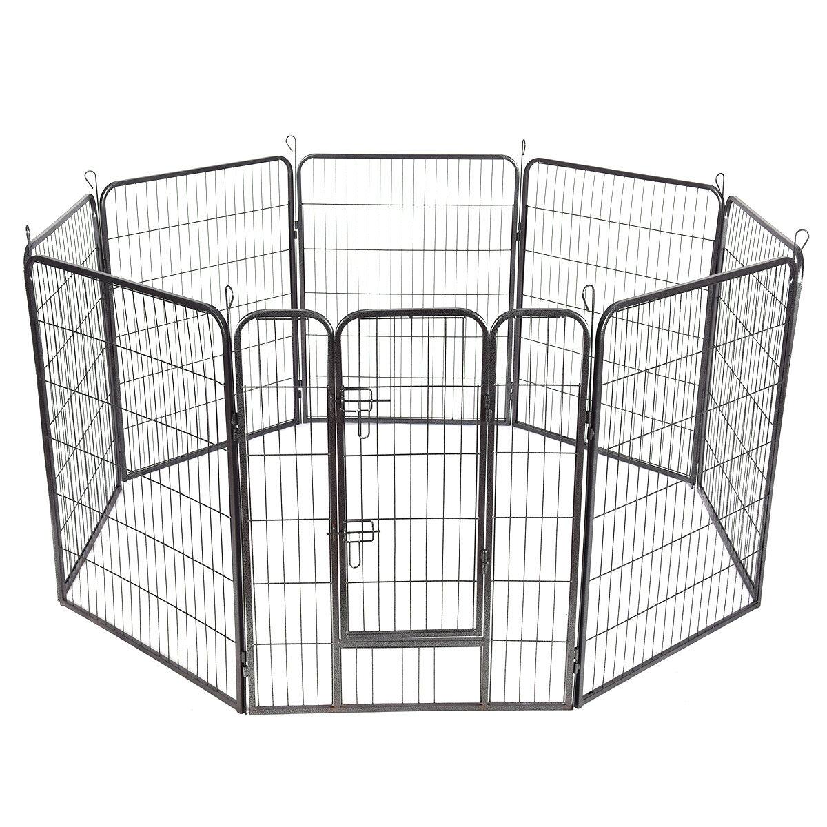 Front. Gymax - Gymax 40'' 8 Panel Pet Puppy Dog Playpen Door Exercise Kennel Fence Metal.