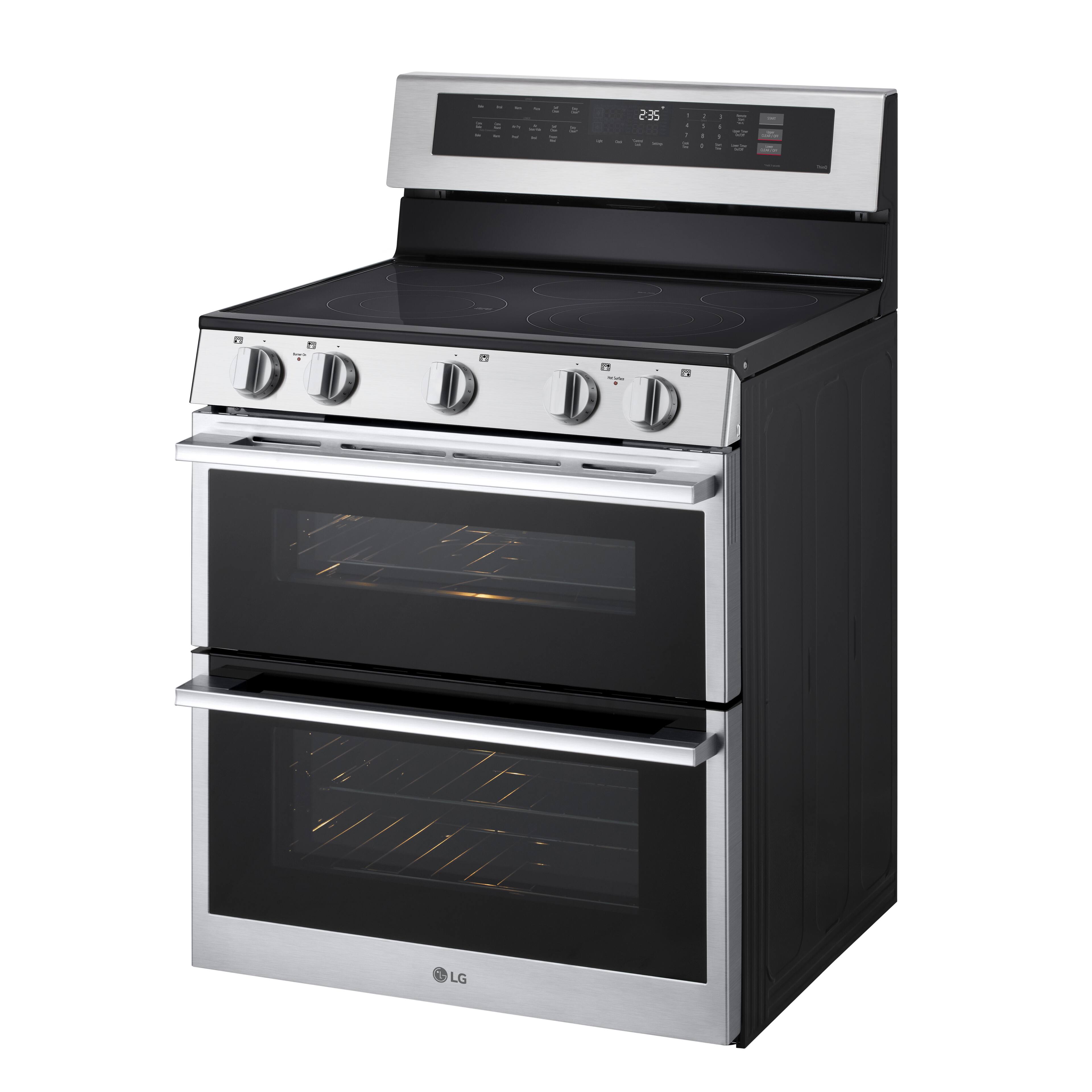Alt View 5. LG - 30-in 7.3 Cu. Ft. Freestanding Double Oven Elec True Convection Smart Range w/ 5 Elements, Air Fry and UltraHeat 3.2 kW - Stainless Steel.