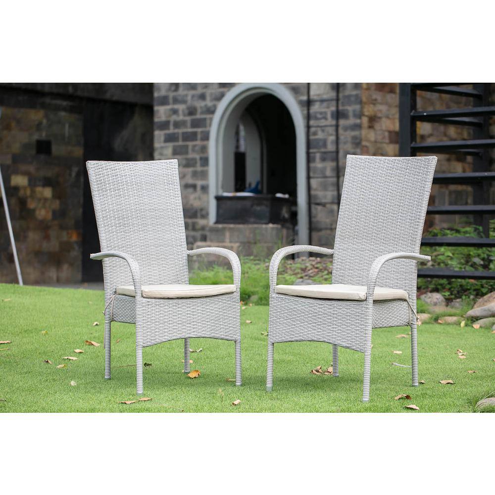 Angle. East West Furniture - Wicker Patio Chair Natural Linen - Brown.