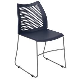 Emma + Oliver - Home and Office Sled Base Stack Chair with Air-Vent Back - Guest Chair - Navy