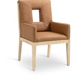 Meridian Furniture - Gwendolyn Cognac Vegan Leather Dining Arm Chair - Brown