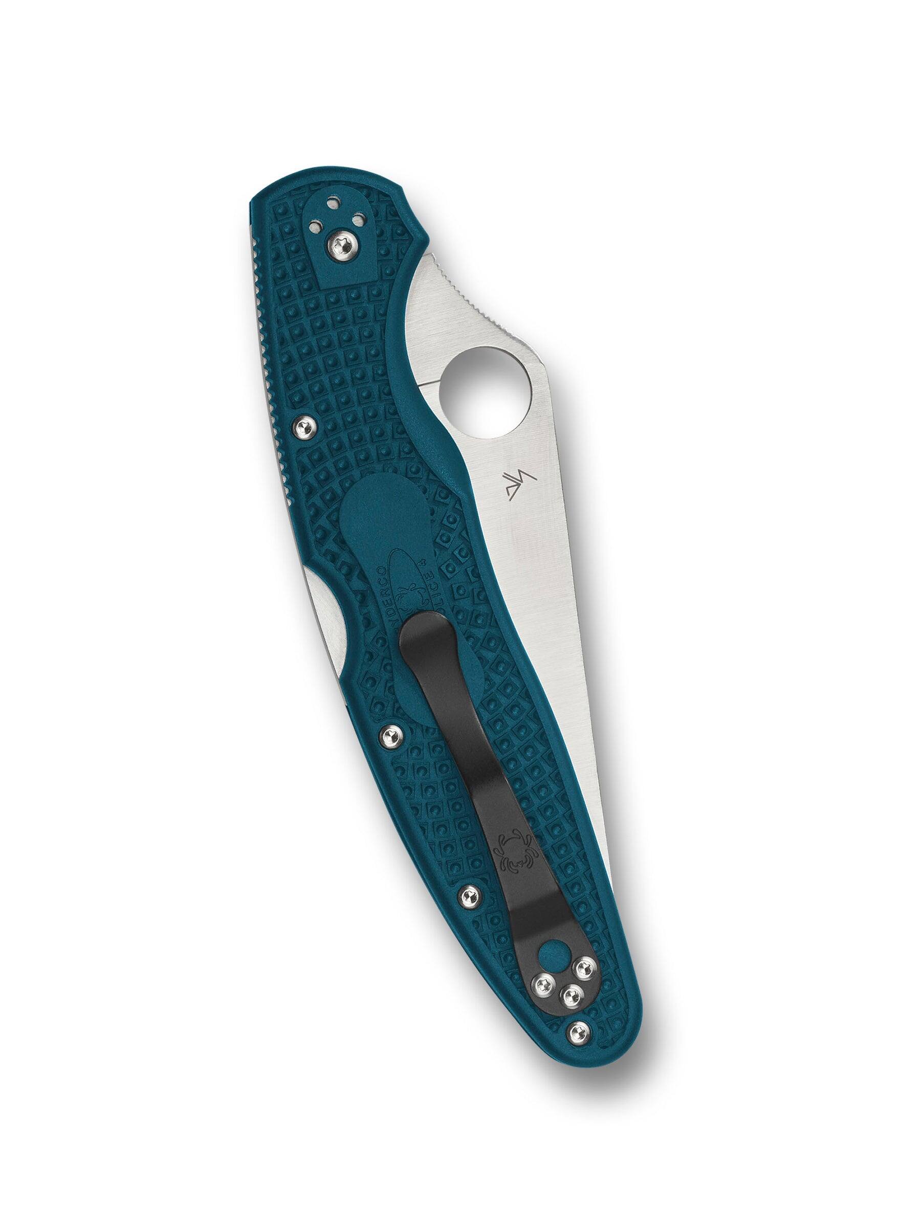 Left. Spyderco - Spyderco Police 4 Folding Pocket Knife with 4.3" K390 Steel Blade, Blue - Blue.