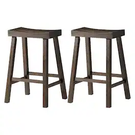 Maven Lane - Vincent Wooden Rustic Aesthetic Kitchen Counter Stool, Set of 2 - Antiqued Brown