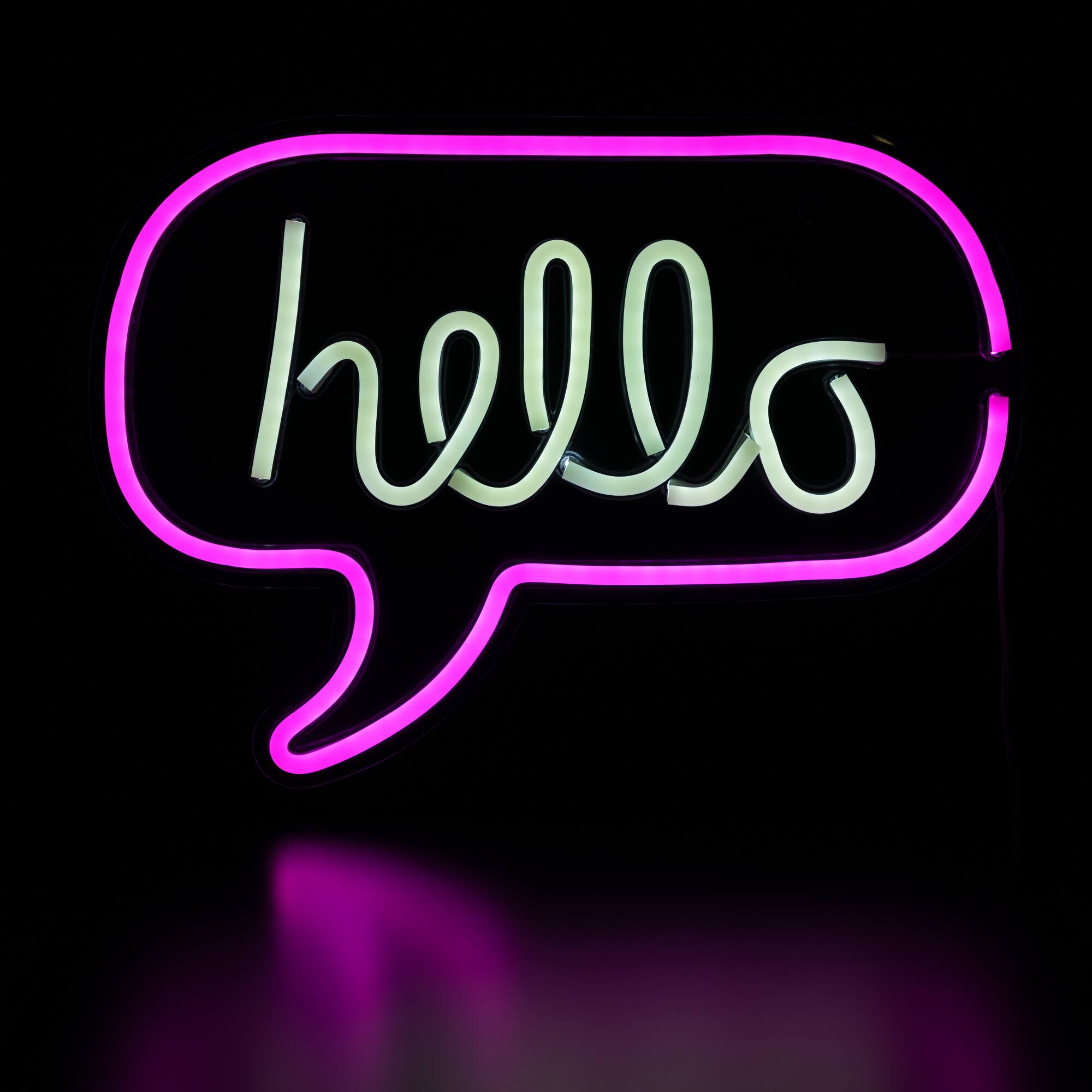 Front. Northlight - LED Hello Bubble Neon Lighted Wall Sign - 17" - Pink and White - Pink.