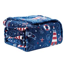 Noble House - Plazatex Lighthouse plush Decorative Machine Washable Throw 50" X 60" - Blue