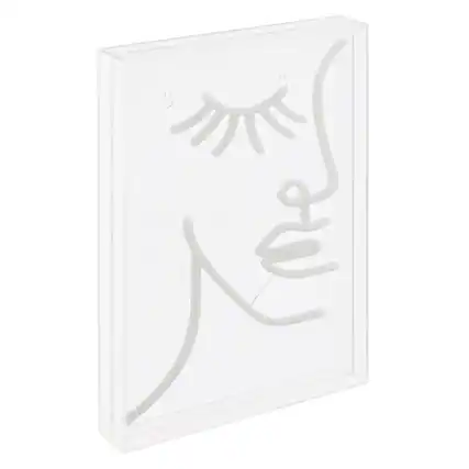 Front. Jonathan Y - Half-Face 10.3" X 15" Contemporary Glam Acrylic Box USB Operated LED Neon Light, Pink - Pink.